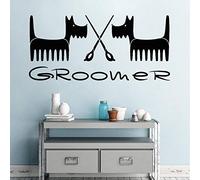 Zdklfm69 Wall Stickers Wall Decal Dog Groomer Silhouette Wall Art Vinyl Sticker Decal For Pet Store Decoration Removable 57x27cm