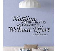 Zdklfm69 Wall Stickers Wall Decal Quote Nothing Worth Having Was Ever Achieved Without Effort Inspirational Quote Sticker Mural 90x42cm