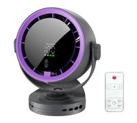 ZDKLL Portable clip-on fan with LED light, 4 wind speeds, 720° rotation, quiet, rechargeable mini table fan, suitable for home, office, stroller, camping, grey-violet