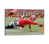 ZDKYSLA Patrick Mahomes TouchDown PosterPoster Wall Art Canvas Aesthetic Music And Movie Decoration Living Room Bedroom 24x36inch(60x90cm) Frame-style
