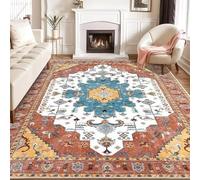 ZDLLDZ Boho 8x10 Area Rugs Orange Washable Vintage Living Room Rug Non Slip Soft Oriental Print Distressed Farmhouse Carpet(60x220cm/24x87in/carpet)