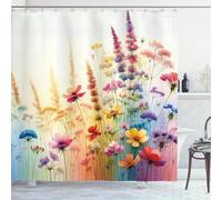ZDLLDZ Floral Shower Curtain, Delicate Meadow Branches And Flowers Spring Shower Curtain Bathroom Waterproof Washable Fabric 200x182cm(79x72in)