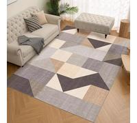 ZDLLDZ Modern Minimalist Living Room Carpet Geometric Triangle Pattern Bedside Rug Netural Sofa Coffee Table Foot Mat Retro Decor(240x300cm/non slip)