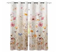 ZDLLDZ Plant Watercolor Flowers Curtains for Windows Drapes Modern Printing Blackout Curtains for Living Room Bedroom 132x160cm/52x63in (WxH) x2