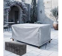 ZDLLDZ Rectangular Garden Furniture Cover, 110x105x115 cm Waterproof Patio Sofa Cover, Ripproof 420D Heavy Duty Oxford Fribic Outdoor Furniture Table & Chair Set Protector, Sliver