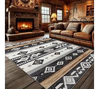 ZDLLDZ Retro Black White Brown Geometric Patterns Area Rugs for Living Room, Floor Carpet for Bedroom, Hotel Decor(150x213cm/non slip)