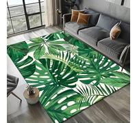 ZDLLDZ Tropical Leaf Area Rug Non Slip Machine Washable Rug Green White Design for Bedroom Living Room Office Decor(120x160cm/47x63in/carpet)