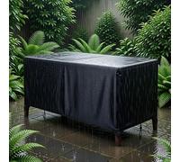 ZDLLDZ Waterproof Patio Furniture Cover 200x100x100 cm Rectangular 420D Heavy Duty Oxford Fabric Garden Table and Chair Set Protector, Rip-Proof Outdoor Sofa Cover, Black