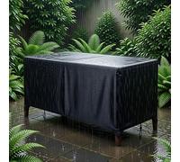 ZDLLDZ Waterproof Patio Furniture Cover 275x145x70 cm Rectangular 420D Heavy Duty Oxford Fabric Garden Table and Chair Set Protector, Rip-Proof Outdoor Sofa Cover, Black