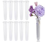 ZDNT 10 PCS Floral Water Tubes Flower Tubes Test Tubes Reusable Flower Water Tubes with Caps Transparent Plastic Floral Test Tubes Floral Tubes for Flower Decoration,Flower Arrangements,11 x 2.2 cm