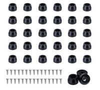 ZDNT 30Pcs Round Black Rubber Feet with Stainless Steel Screws,Rubber Cutting Board Feet,Non Slip Furniture Feet Pads for Furniture Tables Chairs Chopping Boards (11 * 9 * 6 mm)