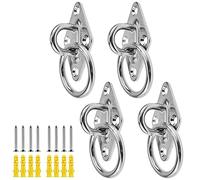 ZDNT 4 Pieces 304 Stainless Steel Diamond Eye Hooks Diamond Door Buckles,Heavy Duty Metal Pad Eye Plate,Diamond Boat Pad Eye Plate Anchor with Ring,Tie Rings,for Boat Rigging,Marine Deck Hardware,etc.