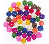 ZDNT 40 Pcs Willow Branch Ball Bird Toy Sepak Takraw Colorful Decorative Balls 3cm Small Rattan Ball Wicker Ball Birds Toy Parrot toys for Chewing Parrot Small Animals Diy Craft Decoration