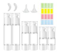 ZDNT 6 Pcs Airless Pump Bottle,Refillable Empty Clear Travel Lotion Pump Containers,Vacuum Press Pump Bottles with Stickers,for Foundation, Essence, Cream, Toiletries(Lotion Pump)