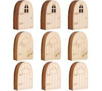 ZDNT Unpainted Wooden Fairy Door Elf Door Mini Door Shape Wooden Pieces Fairy Doors for Garden Trees for Home Office Birthday Wedding Party Decoration Antique (60)