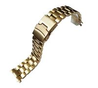ZDOUXUAN 18mm 20mm 22mm 24mm 2 in 1 Straight Curved End Stainless Steel Watch Band Strap Replacement Wristband Bracelet with Tool(Gold,24mm)