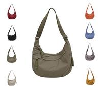 ZDOUXUAN Corelration Women's Fashion Plain Color Nylon Crossbody Bag,Naturally Nylon Crossbody Bag, Slouchy Sling(Green)