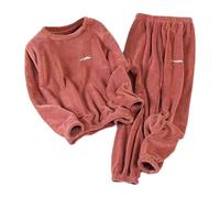 ZDOUXUAN Pajamas For Women Set Plush Fluffy Loungewear Long Sleeve Top With Pants Cozy Winter Sleepwear(Orange,3XL)