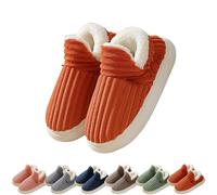 ZDOUXUAN Slipper Booties Unisex Warm Fuzzy Comfy House Anti-Slip Thick Sole Winter Cozy Fashion House Slippers Shoes(Orange,8.5-9 Women/7.5-8 Men)