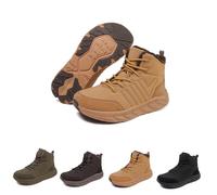 ZDOUXUAN Winter Hike Barefoot Snow Boots Anti-Slip Waterproof Warm Shoes, Outdoor Wide Toe Box Comfortable Walking Boot For Men(Yellow,7.5 UK)