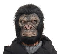 ZDOVLZZPON Halloween Realistic Gorilla Mask, Angry Chimp Half Head Costume with Grey Turtleneck Detail, Black