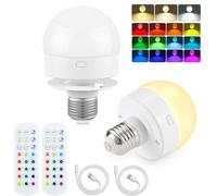 ZDOZITZ Rechargeable Light Bulb with Remote, Battery Operated Emergency LED Bulb with 15 Colors Selectable & 3 Timer, Wireless Puck Light Bulb for Wall Sconce, Power Outage,Non-Hardwired