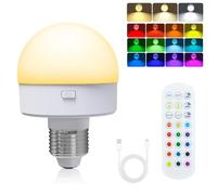 ZDOZITZ Rechargeable Light Bulb with Remote, Battery Operated Emergency LED Bulb with 15 Colors Selectable & 3 Timer, Wireless Puck Light for Wall Sconce, Power Outage,Non-Hardwired (1 Pack)