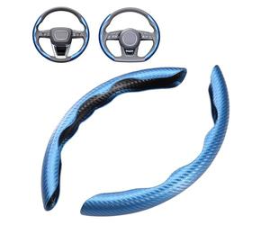 ZDPFDC Car Steering Wheel Covers for Toyota Yaris 2002-2023 2024 2025, All season Carbon Fiber Anti-Slip Grip Segmented Protector Auto Accessories,Blue