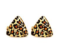ZDPIQ 14K Gold Plated Leopard Print Stud Earrings for Women Vintage 90s Geometric Twist Square Triangle Statement Earrings Hypoallergenic Lightweight Animal Print Earrings for Daily Wear Party Work