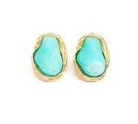 ZDPIQ Women Baroque Fake Pearl Irregular Earrings 18K Gold Plated Thick Cast Gold Plated Resin Earrings Hypoallergenic Stainless Steel Sculptural Jewelry Vintage