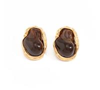ZDPIQ Women Baroque Fake Pearl Irregular Earrings 18K Gold Plated Thick Cast Gold Plated Resin Earrings Hypoallergenic Stainless Steel Sculptural Jewelry Vintage