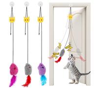 ZDQC Pack of 3 Cat Toys Self-Employment Hanging Door Frame Elastic Mouse with Squeaky Sound, Interactive Toy for Cats, Interactive Cat Toy