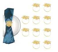 ZDSFSD 10Pcs Flower Design Napkin Rings Metal Gold Napkin Buckle Napkin Ring Holder Hotel Restaurant Wedding West Dinner Table Decoration