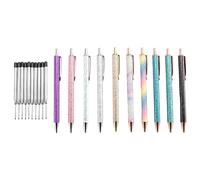ZDSFSD 10Pcs Metal Ballpoint Pens 1.0 mm Retractable Ballpoint Pens Glitter Metal Pens with 10Pcs Refills for School Supplies