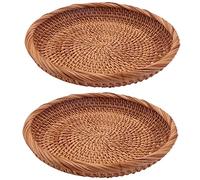 ZDSFSD 2 Pack Rattan Woven Storage Basket, Display Basket for Keys, Wallet, Cell Phone (7.5Inch)