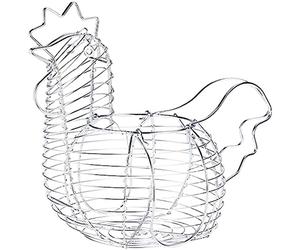 ZDSFSD Chicken Basket for Eggs, Chicken Shaped Egg Holder, Rustic Round Baskets Gathering Egg with Handle