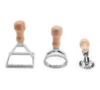 ZDSFSD Ravioli Stamp Maker Cutter with Roller Wheel Set, Mold with Wooden Handle for Fluted Edge, Pasta Kitchen Attachment