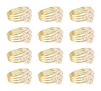 ZDSFSD Set of 12 Gold Napkin Rings Weddings Favors Napkin Rings for Dinner Table Pearl Napkin Buckles Rings