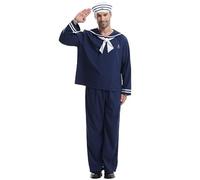 ZDSUHYIW Chic Sailor Costume Men's Fancy Dress Costume for Theme Party Halloween or Carnival Sailor Vintage Marine Clothing Halloween Costume Men, blue, L