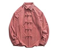 ZDSUHYIW Chinese Long Sleeve Shirt Men's Cotton Linen Shirt Traditional Uniform Outerwear For Martial Arts Kung Fu Tai Chi Wushu Men Tang Style Clothing Medieval Shirt, red, 3XL