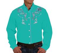 ZDSUHYIW Cowboy Shirt Men's Embroidered Cowboy Print Shirts 3D Print Casual Shirts Slim Fit Western Shirt Country Outfit Shirts Vintage Long Sleeve Shirt Carnival Costume Cowboy Shirt Men, 01 Light