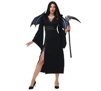 ZDSUHYIW Halloween Costume Sexy Vampire Dress Witch Costume Women's Gothic Clothing Evil Queen Cape Evening Dress Horror Long Bat Dresses Medieval Clothing Cosplay Fancy Dress Costumes