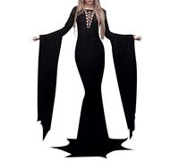 ZDSUHYIW Halloween Dress Women's Sexy Vampire Dresses Witch Costume Ghost Bride Queen Costumes Black Gothic Clothing Evil Queen Cape Evening Dress Horror Costume Women
