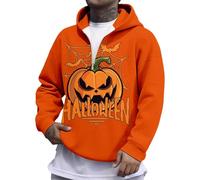 ZDSUHYIW Halloween Pumpkin Sweatshirts for Men with Hood Half Zip Pullover Hoodie Streetwear Work Jumper Cool Hoodies for Men Halloween Costume, orange, M