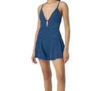 ZDSUHYIW Jumpsuit Women's Dungarees Sexy Sleeveless Night Club Denim Jumpsuit Romper Jeans Trousers One Piece Stretchy Romper with Pocket Summer Overall Bib Shorts Leisure Trousers Playsuit, darkblue