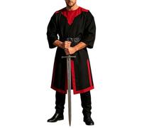 ZDSUHYIW Medieval Knight Costume Templar Knight Crusader Viking Tunic Temple Men's Comfortable Elegant Leisure Festive Templar Knight Elegant Carnival LARP Cosplay Weapon Skirt