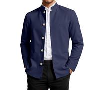 ZDSUHYIW Men's Chinese Style Tang Suit Long Sleeve Jackets Plain Men's Suit Jacket Leisure Winter Coat Outdoor Jacket Outerwear Men's Jacket Transition Jacket, navy, XXL