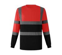 ZDSUHYIW Men's High Visibility T-Shirt Work Shirt Work Shirt Reflective Zones Warning Shirts Work Shirt Safety T-Shirt Work Wear Construction Site Warning Shirt, 08 Red, 4XL