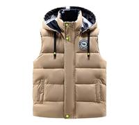 ZDSUHYIW Men's Quilted Vest Lightweight Down Vest with Hood Outdoor Outdoor Winter Vest Lightweight Windproof Hooded Vest Winter Gilet Plain Zip Transition Jacket Warm Winter Jacket, khaki, XL