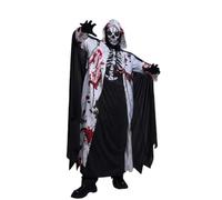 ZDSUHYIW Men's Zombie Priest Costume Halloween Coat Blood Splash Pattern Cape Horror Bloody Printed Jacket Cosplay Costumes Fancy Dress Costumes Men Skull Poncho Robe